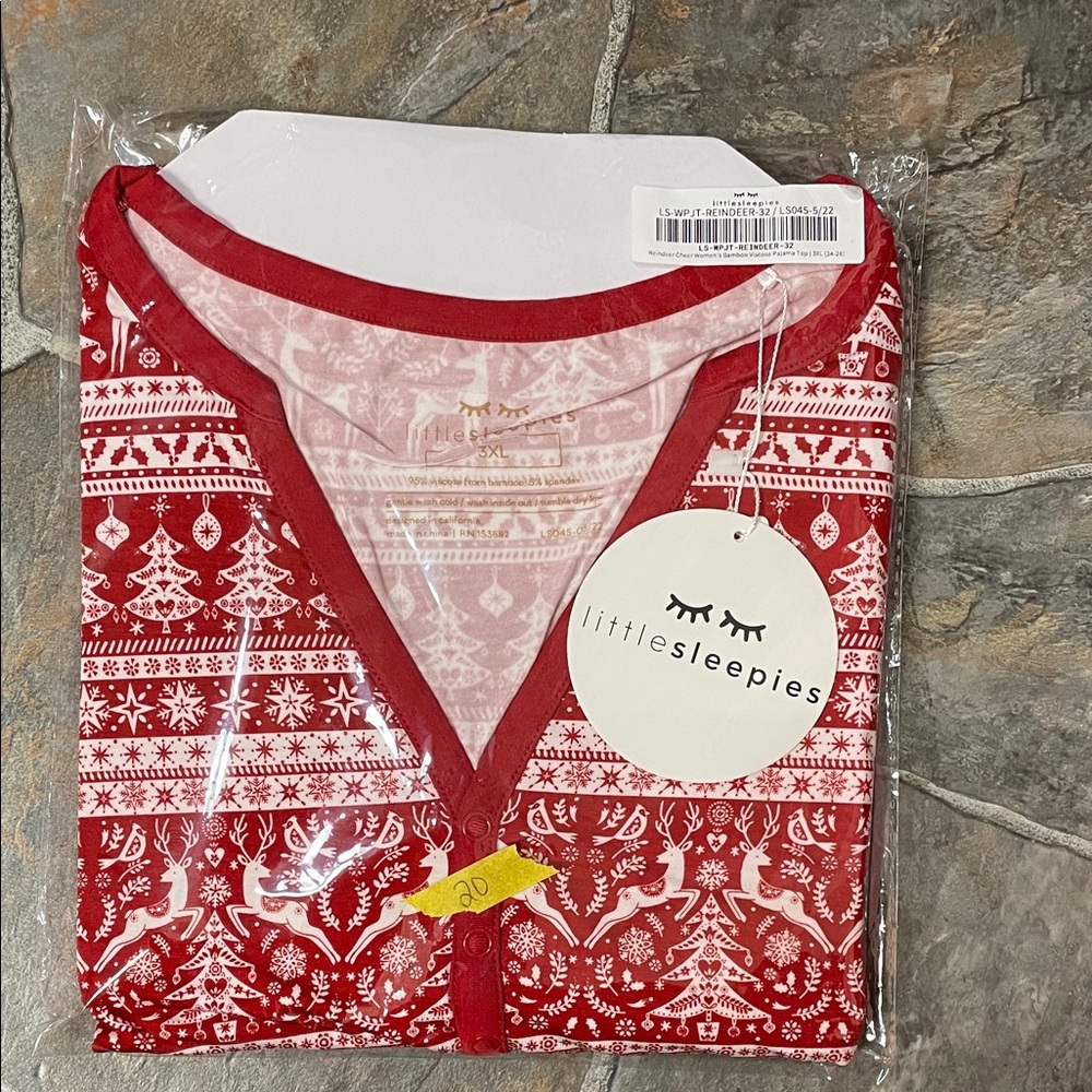 Little Sleepies Red Festive Pajama Top